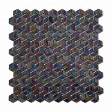 Glossy Colorful Diamond Shaped Iridescent Glass Mosaic Pool Tile